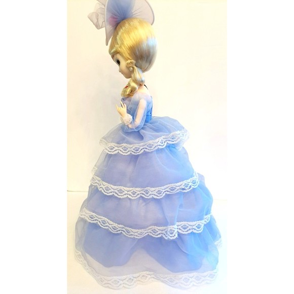 BRADLEY Vintage BIG EYE Blonde Doll Lavender Purple Sheer Dress Lace Trim 16" - Picture 7 of 14
